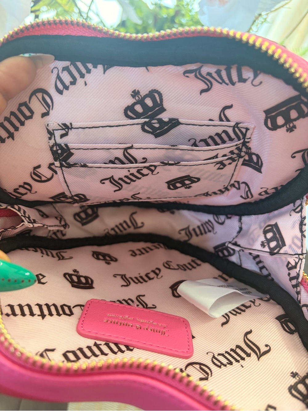 Juicy Couture Fuchsia Heart Quilted Rhinestone Mini Bag with Scarf-NWT - Picture 12 of 13